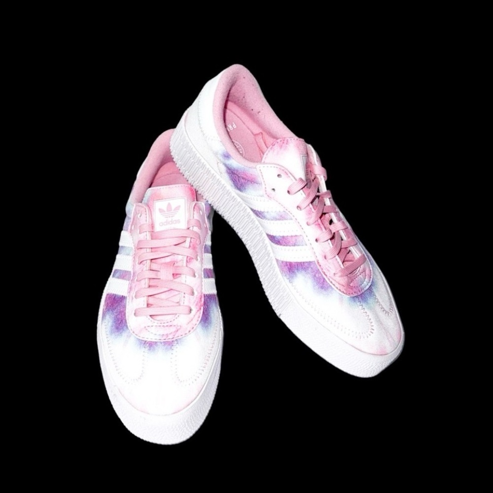 ADIDAS Vibrant Multi Color Tie-Dye Low-Top Sneakers Size 7 Chill Playful Vibes - Picture 2 of 12